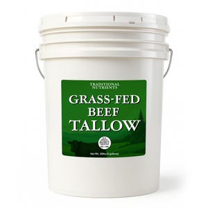 Bulk Grass-Fed Beef Tallow: Triple Rendered Cooking Fat (5 Gallon/36lbs)
