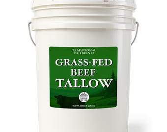 Bulk Grass-Fed Beef Tallow: Triple Rendered Cooking Fat (5 Gallon/36lbs)