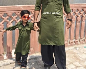 Handmade Cotton Kurta Shalwar Suit: Indian Men's Party Wear
