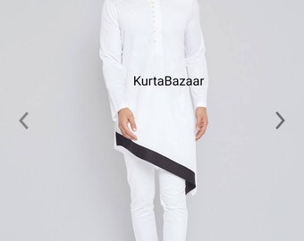 Handmade Indian Cotton Kurta Pajama Set: Men's Wedding Party Wear