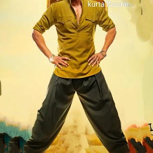 Men&#39;s Mustard Cotton Pathani Suit: Indian Kurta Shalwar Kameez