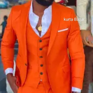 African Men&#39;s Clothing,African Dashiki,African Grooms Men, African Men Wedding,African Wedding,African Print for Men, Colour Bright Orange
