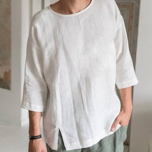 Handmade Linen Short Kurta: Men&#39;s Ethnic Wear
