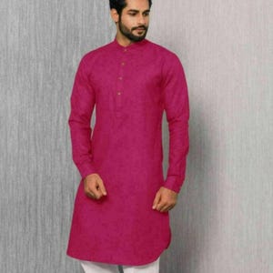 Men&#39;s Indian Loosfit Top , Man&#39;s Cotton Shirt, Indian Traditional Kurta ,Solid Colors All Sizes And More Colors