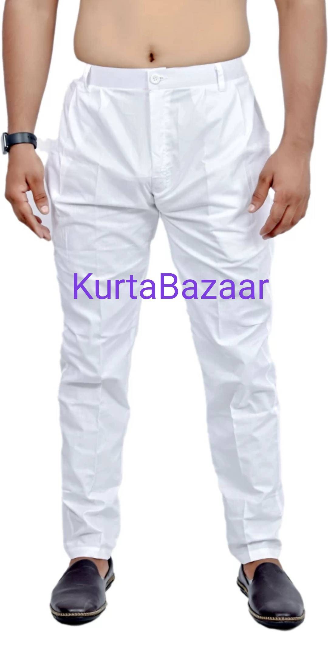 Buy Men's Cotton Pant Cut Elasticated Pyjama with Nara (S_White) at  Amazon.in