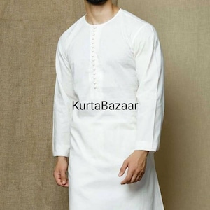 Men&#39;s Handmade Cotton Kurta: Indian Ethnic Wedding Outfit