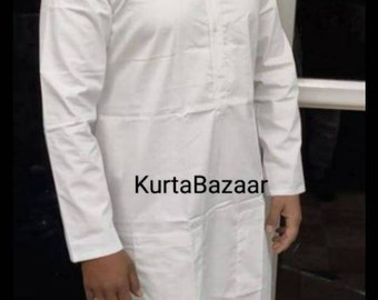 Men's White Linen Kaftan: Loose Fit Tunic, SPA Man