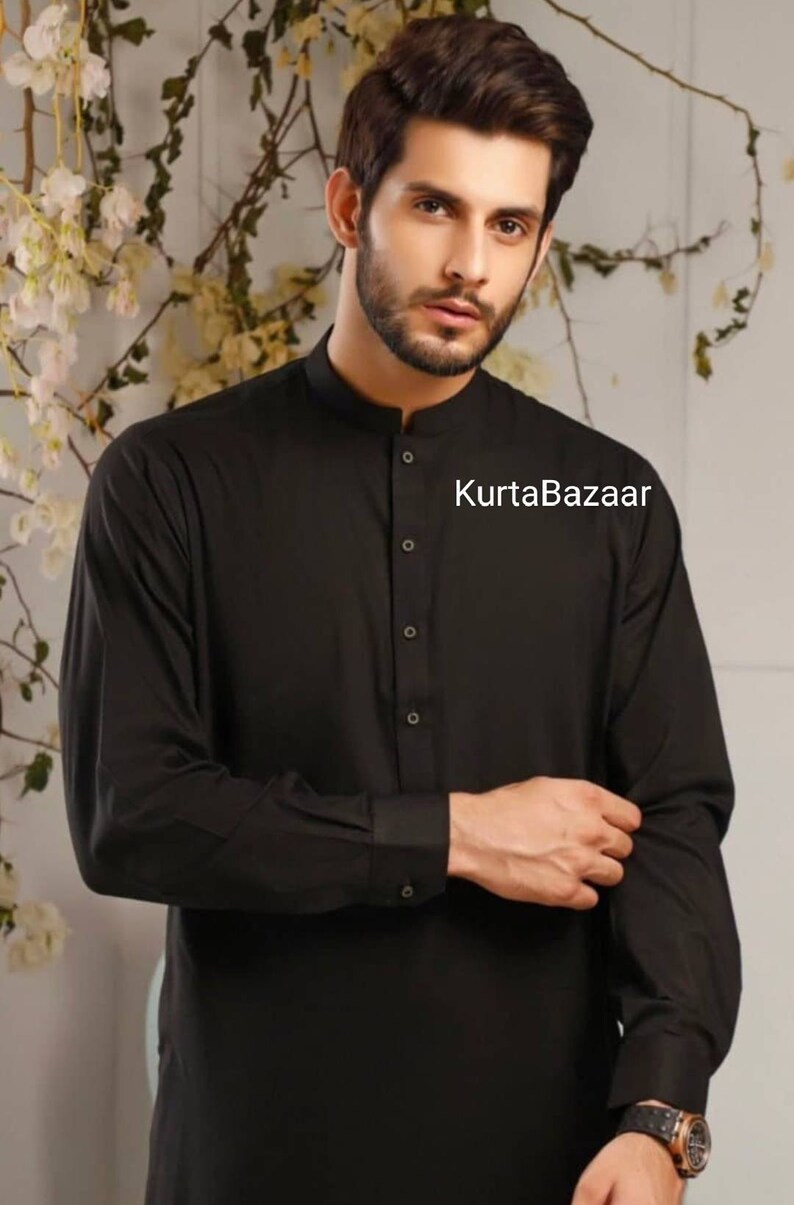 Men's Kurta With Shalwar Suit Handmade Top With Pants Set Etsy
