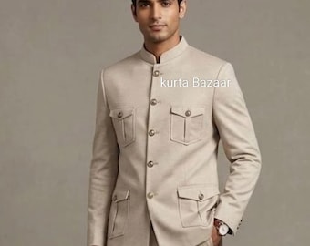 Traje africano de algodón para hombre: Blazer Dashiki para boda con pantalón.