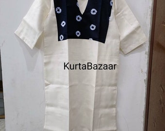 Men's Linen Kaftan: Indigo Tie Dye Tunic, Soft Linen