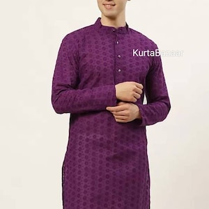 Conjunto de pijama Chikankari Kurta hecho a mano: traje de boda indio
