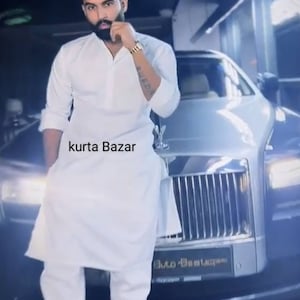 Handmade Men&#39;s White Cotton Kurta: Solid Color Panjabi