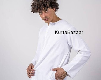 Set pigiama Kurta da yoga in cotone da uomo - Abito da meditazione bianco