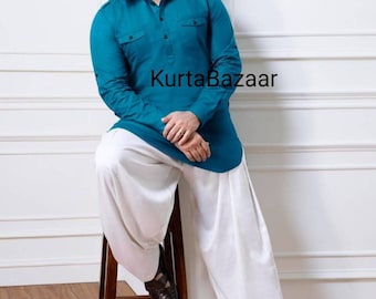 Handmade Cotton Pathani Kurta: Bollywood Style Menswear