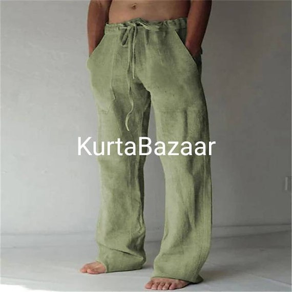 Comprar Pantalones de yoga para hombre, pantalones deportivos con cordón,  transpirables, color puro, ropa deportiva para hombre