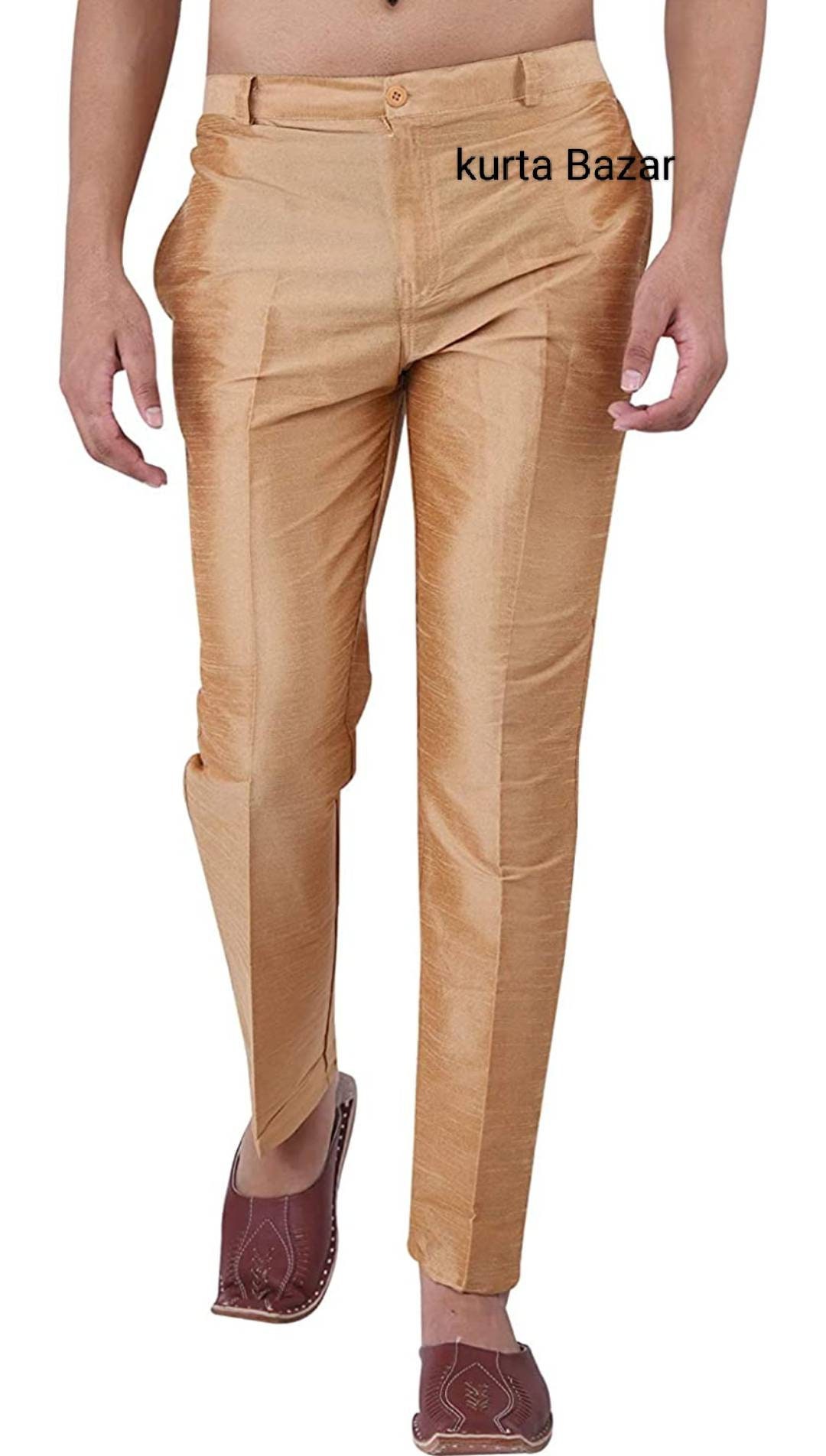 Handmade Silk Pajama Pants: Golden Indian Trousers