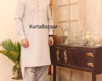 Ethnics Wear, Men's Kurta Pajama, Men's Garments, Men's Top Bottom Set , Indian Tradition,Solid Colour kurta Pajama Set , Shalwar Kamiz Set