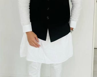Zwart katoenen Nehru-jack: Indiaas bruiloftsvest