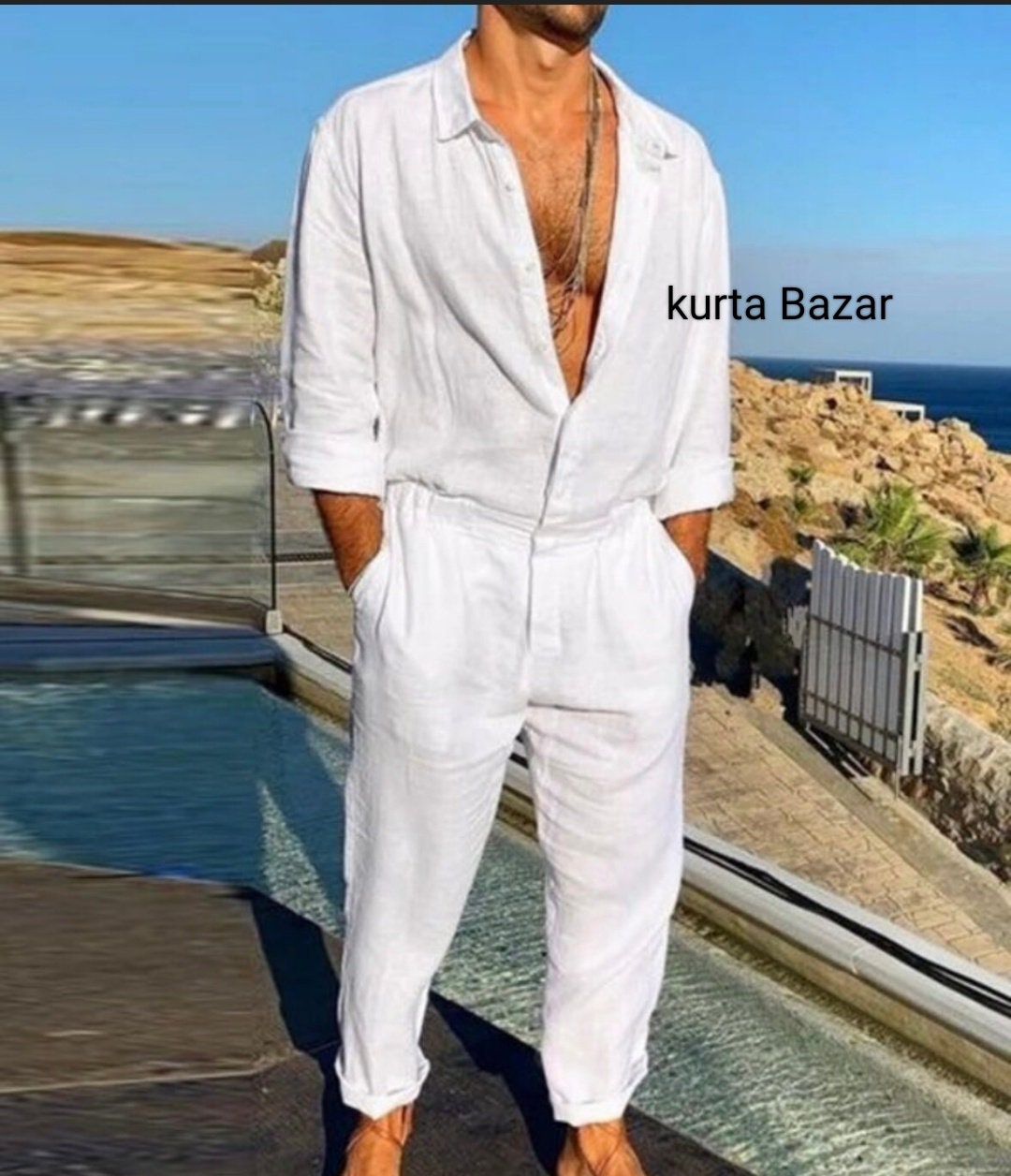 Mens White Linen Outfit Inspiration Summer Chic
