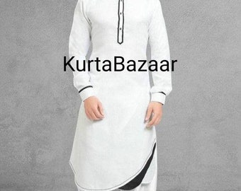 Handmade Cotton Kurta Pajama Set: Men's Bollywood Style Pathani