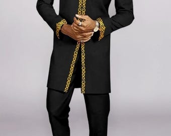 African Men's Outfit, Cotton Shirt and Pants Set