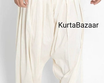 Men's Cotton Pent Pajama/Shalwar, Indian Men's Trouser Men's White Trouser Night Wear Home Wear Trouser Unisex Pents