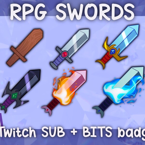 rpg меч twitch саб + бит значки | дерев اطني ، значок меча ، оненный чеч ، rpg ، в تفاج