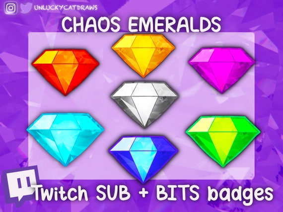 Sonic Chaos Emerald Twitch SUB/BIT Badges Cheer Badge Emote 