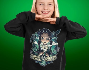 Sweat-shirt Addams Crewneck du mercredi pour enfants. **Tailles 3Y-13Y. Famille Addams, Halloween, automne, octobre effrayant