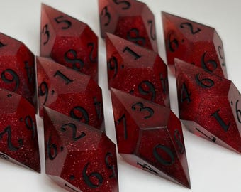 Red Black 10d10 Dice Set, Vampire: The Masquerade, World of Darkness Gift