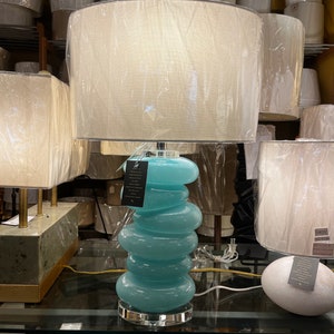 Aqua Blue Stacked Pebble Table Lamp