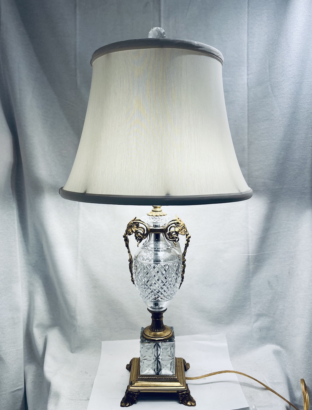Antique Crystal Table Lamp Vintage Lamp Etsy