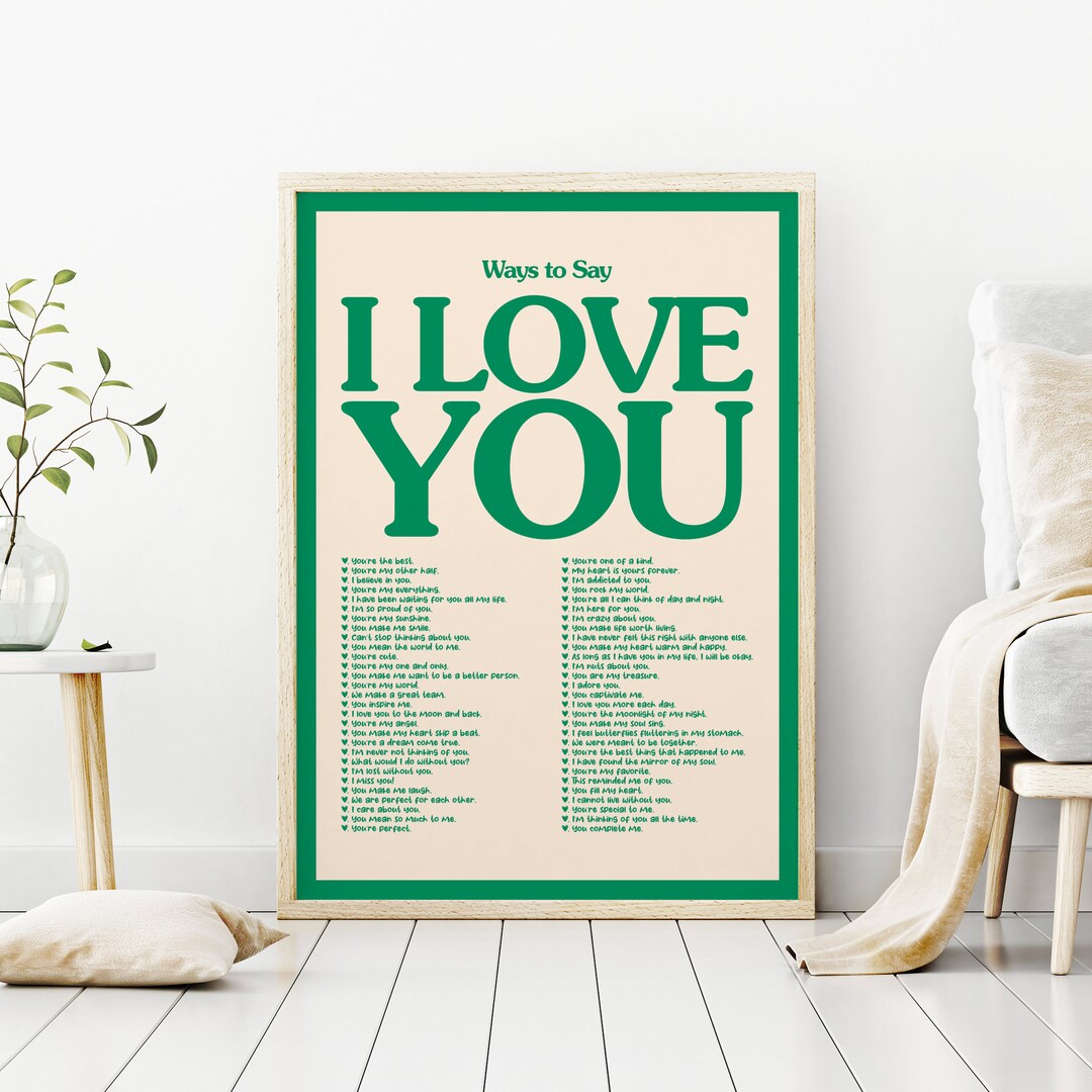 Ways to Say I Love You Wall Print, Digital Download Print, Retro Wall