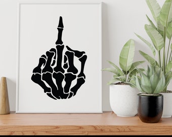 Skeleton Middle Finger SVG Fuck You, Instant Download PNG