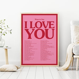 Ways to say I love you Wall Print, Digital Download Print, retro Wall Decor, Downloadable Prints, Large Printable Art, printable poster