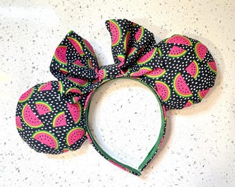 Watermelon Summer Minnie Ears | Handmade Disney Mouse Ears | Black