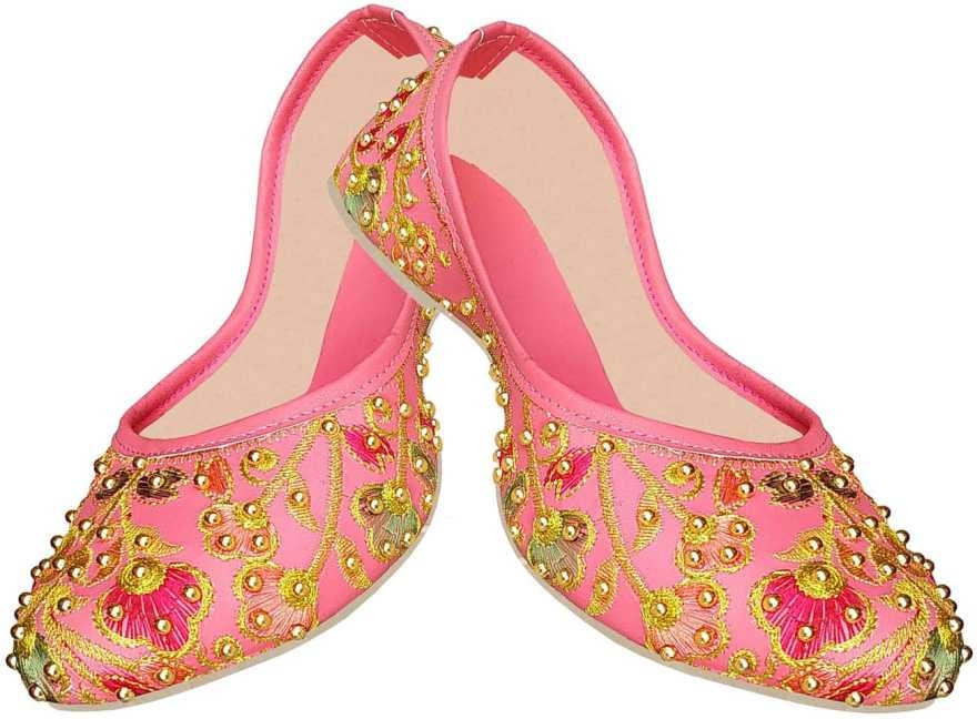 Millenial Pink Flat Mutli Colour Embellished Ballet Flat Shoes Pink Jutis Pink Mojari Pink Khussa Scarpe Calzature donna Scarpe senza lacci Jutti e Mojari Kidspiration Art 