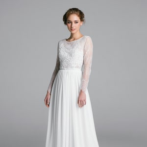Wedding dress with sleeves, minimalist wedding dress, romantic wedding dress - Hannah