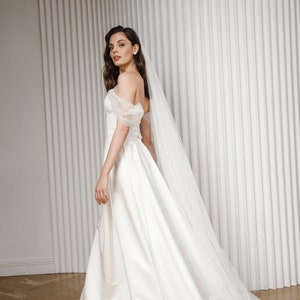 Satin A-Line Wedding Dress: Modern Romantic Bridal Gown