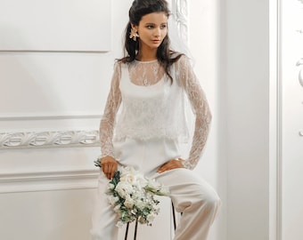 Wedding jumpsuit women, elopement or civil wedding jumpsuit | Vasilisa