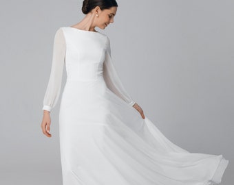 Modest wedding dress with long sleeves - Aina