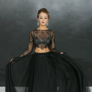 Black lace two piece dress clearance