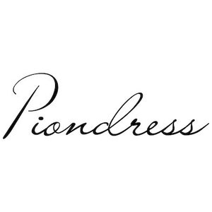 May include: The word "Piondress" is written in elegant, cursive script. The black text is centered on a white background, with the letters flowing gracefully. The design is simple and sophisticated.