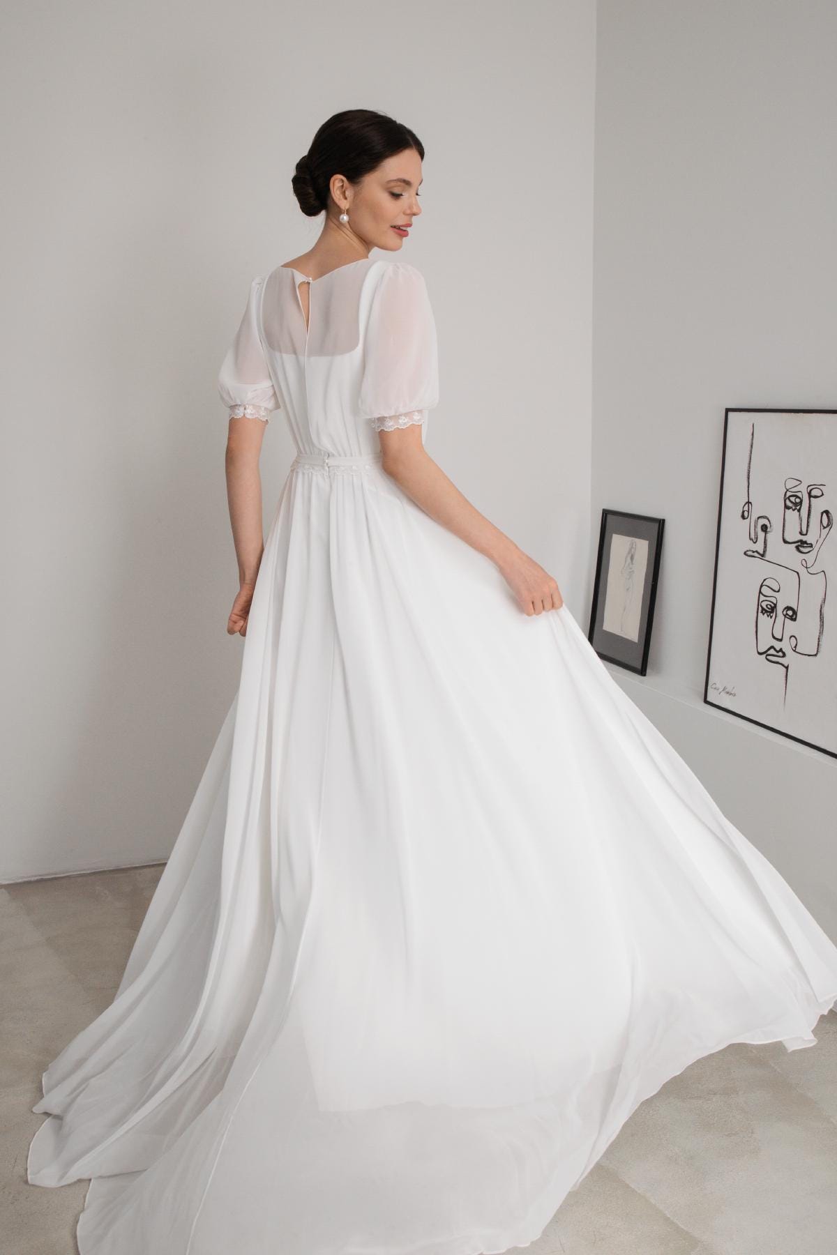 etsy chiffon wedding dress Chiffon Wedding Dress