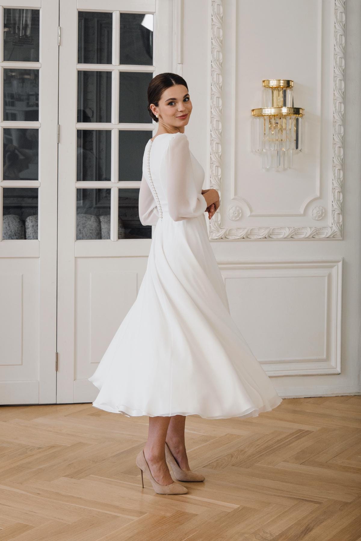 long sleeve formal sequin dress Iridescent Sequin Mermaid Long Sleeve Tailor Made Prom Dress main image 0