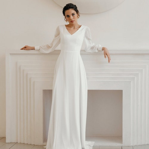 chinese dress ladies Bohemian Lace Wedding Dress With Long Sleeves