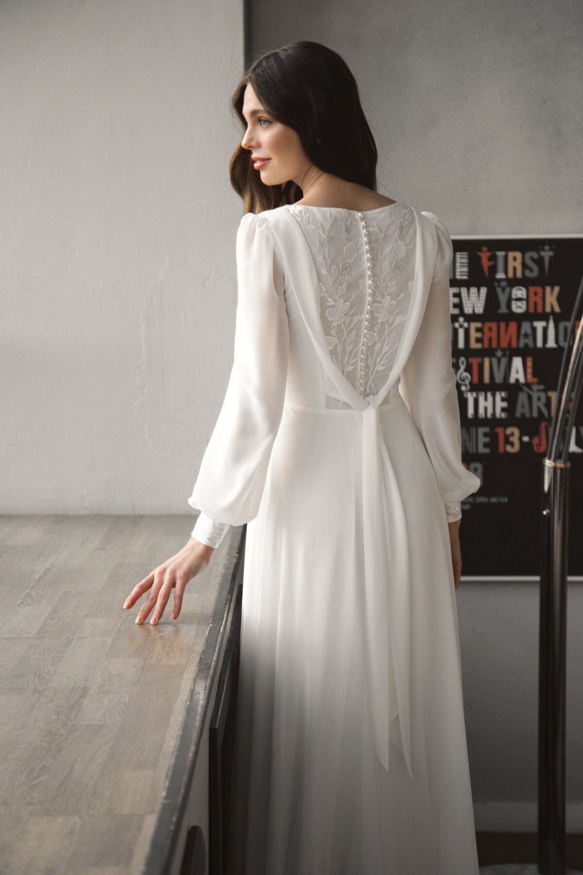 Long Sleeve Wedding Dress Back Button - Etsy Long Sleeve Wedding Dress Back Button - Etsy