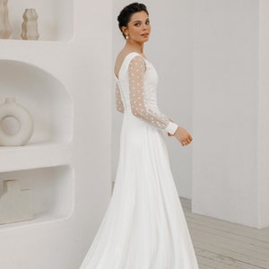 Simple and Elegant Wedding Dress, V-neck Chiffon Wedding Dress With ...