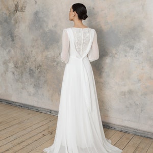 Square neck wedding dress with sleeves Caitlin image 8