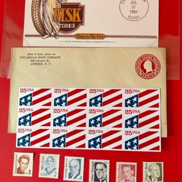 Vintage 1990 25 cent Flag Postage Stamps - Self Stick Sheet of 12